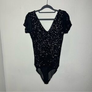 Black Sequin Bodysuit Size Large
